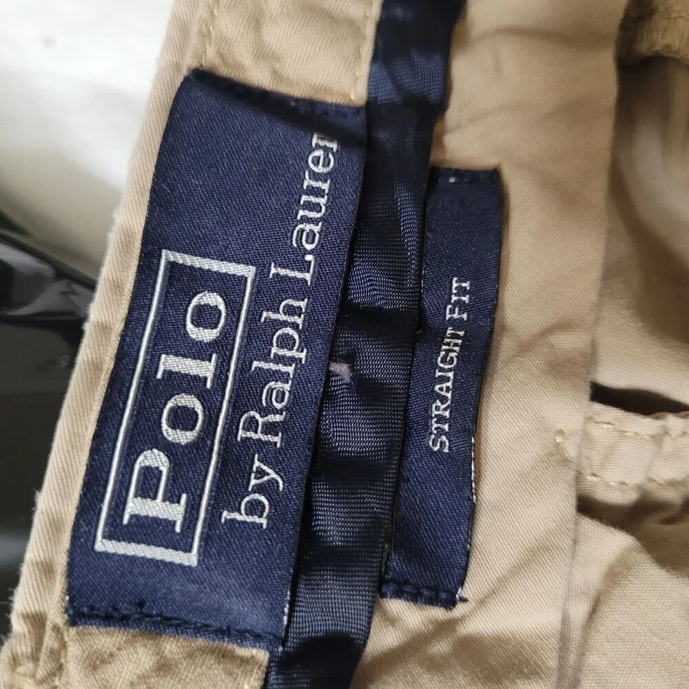 Polo By Ralph Lauren Mens Beige‎ Straight Fit Chinos Pants SZ 42/32 Cotton Blend